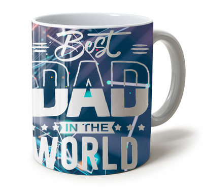 Vihaan Fashions Best Dad Cute Illustration Affirmation Printed Ceramic Coffee Mug(350 ml)