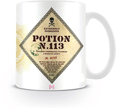 MaddockCorp Potion N.113 Vintage Label Printed White Ceramic Coffee Mug(350 ml)