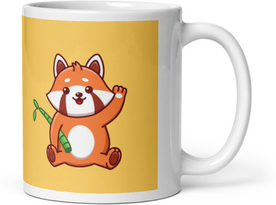 Mr UVD Red Panda With Sugarcane_MUGG Ceramic Coffee Mug(350 ml)