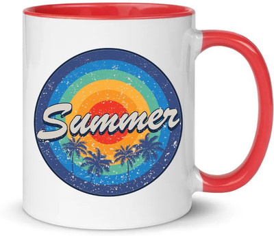 popflip Premium Quality Inner Red Color Printed With Travel01 (13) Ceramic Coffee Mug(350 ml)