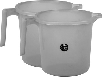 CORUL PLASTIC 1.5 Ltr_Grey (Pack of 2) Plastic Bath Mug(1500 ml, Pack of 2)