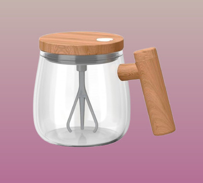 juggaris Automatic Stir Latte Tumbler – Automatic Mix Travel Cup Glass Coffee Mug(400 ml)