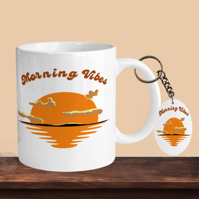 VM SHOPPING MALL Morning Vibes R-O Ceramic Coffee Mug(330 ml, Pack of 2)