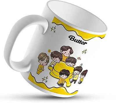 caridge BTS Army Universe butter white (330ml) Ceramic Coffee Mug(330 ml)