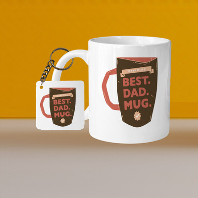 AG MALL 101_Perfect for Coffee and Tea - With Keychain VM Best Dad L S Ceramic Coffee Mug(333 ml, Pack of 2)