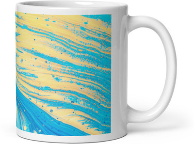 Mr UVD Blue and Yellow Abstract Pattern_MUGG Ceramic Coffee Mug(350 ml)