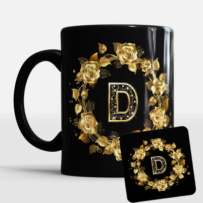 Sublikraft D Alphabet Prined With Coster Ceramic Coffee Mug(330 ml)