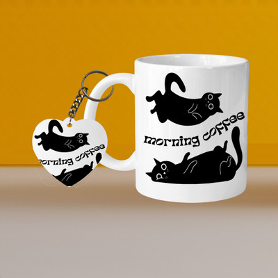 Printhorizon 101_VM Be Happy L-H Ceramic Coffee Mug(320 ml, Pack of 2)
