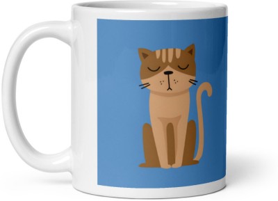 Mr UVD Cat Doing Meditation Ceramic Coffee Mug(350 ml)