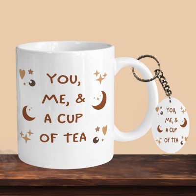 VM SHOPPING MALL You, Me & A Cup Of Tea R-O Ceramic Coffee Mug(330 ml, Pack of 2)