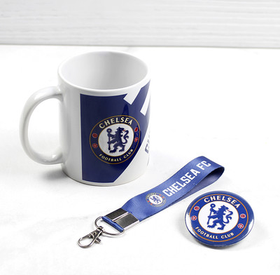 SMIZE Chelsea, Keychain, and Badge Combo Set of 3 Perfect for Chalsea fan Ceramic Coffee Mug(330 ml, Pack of 3)