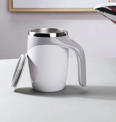 Xydrozen Automatic Magnetic Self Stirring Coffee With Lid Stainless Steel, Plastic Coffee Mug(380 ml)