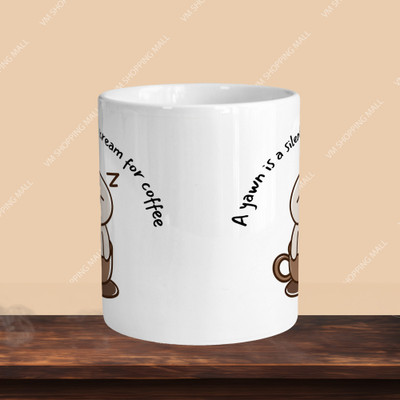 Print Ginnie 101_A Yawn Is A Silent Scream For Coffee R-R Ceramic Coffee Mug(325 ml)