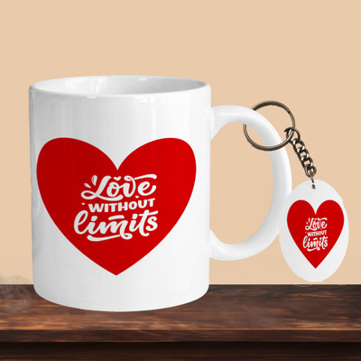 VM MALL 101_Love Witout Limits R-O Ceramic Coffee Mug(330 ml, Pack of 2)