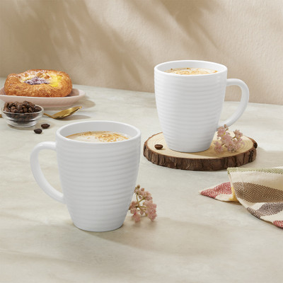 Larah by Borosil Orbit Tea/Coffee Cups, Bone-Ash Free, Crockery Set Ideal for Daily Use & Gifting Opalware Coffee Mug(240 ml, Pack of 2)