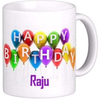 Exocticaa Happy Birthday Gift for Raju 004 Ceramic Coffee Mug(325 ml)