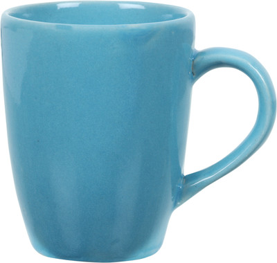 QIMACPLUS Blue Finish Elegant Design Plain Sparkling Microwave Safe Tea, Soup Cup Set Of 1 Ceramic Coffee Mug(350 ml)