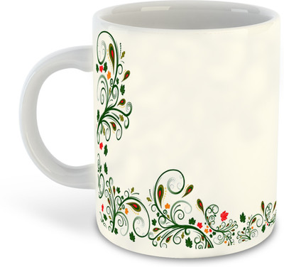whats your kick new-wyk_Flower Printed White Coffee - D24 Ceramic Coffee Mug(325 ml)