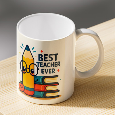 Kanantraders Best Teacher Ever Printed – 325ml White Ceramic Teachers Day Gift Ceramic Coffee Mug(350 ml)