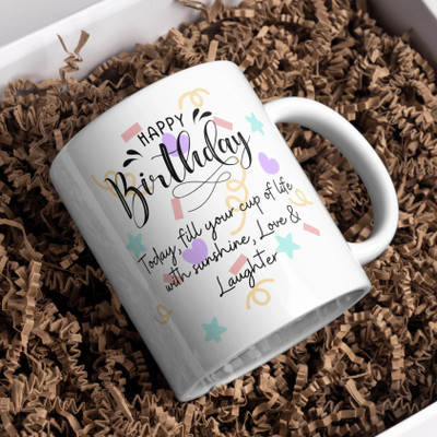 FiftyOne Hub Happy Birthday Printed Cup, Gifting Cup, Birthday Gifting Ceramic Coffee Mug(350 ml)