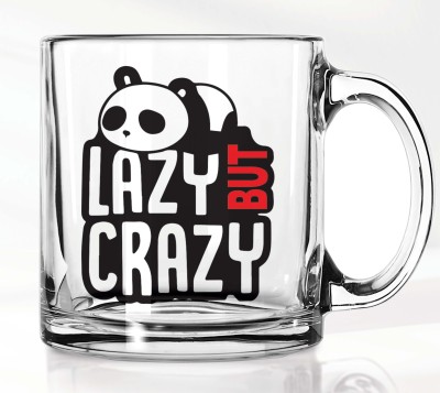 ZORI Lazy But Crazy Printed Coffee ,Gift for Anyone On Any Occasion Transparent Ceramic Coffee Mug(350 ml)