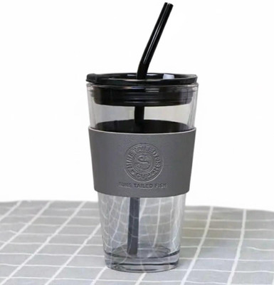 Vaishno Coffee Sipper with Leather Sleev Big Size Glass Tumbler(450 ml)