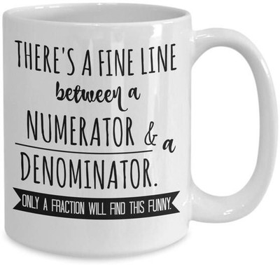 craft maniacs FINE LINE BTWN NUMERATOR DENOMINATOR WHITE MUG FOR ENGINEERS Porcelain Coffee Mug(350 ml)