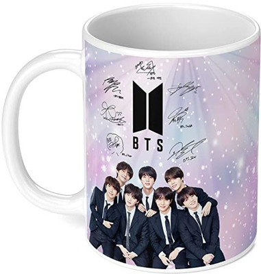 caridge BTS Signature V Suga J-Hope Jungkook Jin Jimin Rm Gift Ceramic Coffee Mug(350 ml)