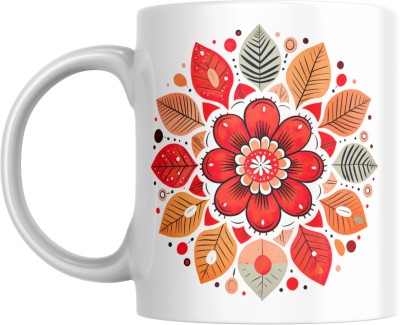 Srirudh Beautiful Mandala Floral Rangoli Design For Festival (SR0102)- Ceramic Coffee Mug(350 ml)