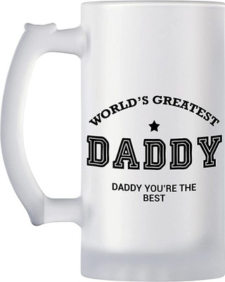 V Kraft Best Dad Ever Unique dad Quote Printed premium froasted beer for dad 15 Glass Beer Mug(470 ml)