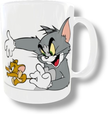 PrintIND Tom & Jerry Printed, Cartoon, Cheeksy Tom & Jerry Ceramic Coffee Mug(350 ml)