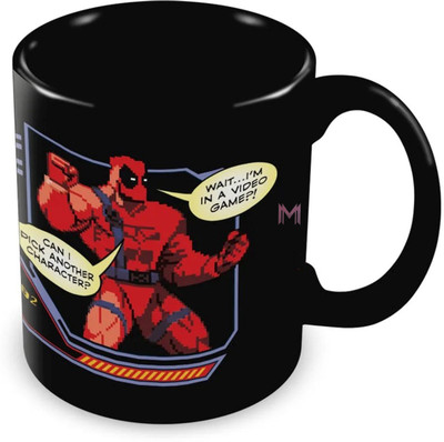 MaddockCorp Deadpool Printed Black Ceramic Coffee Mug(350 ml)