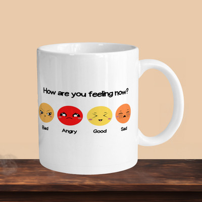 VM SHOPPING MALL How Are You Feeling Now R Ceramic Coffee Mug(330 ml, Pack of 2)