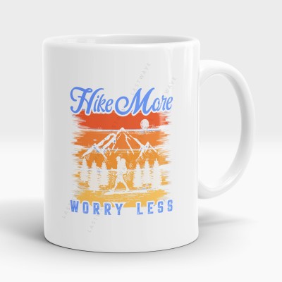 LASTWAVE Hike More Worry Less Design 8, Graphic Printed 325ml Ceramic Coffee Mug(325 ml)