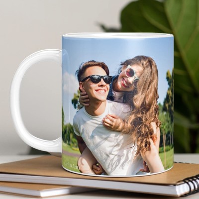 Dreamcart Photo & Text Printed Cup For Birthday , Anniversary Gift red mug Ceramic Coffee Mug(360 ml)