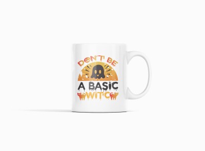 Tulip Art Don't be a basic witch (Cats) -Halloween Themed Printed Coffees Ceramic Coffee Mug(250 ml)