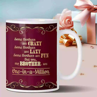 GIFT MY PASSION My Brother One In A Million Sentimental Gifts For Brother Coffee 350ML Ceramic Coffee Mug(350 ml)