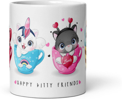 Mr UVD Happy Friends Kitty (Cat)_MUGG Ceramic Coffee Mug(350 ml)