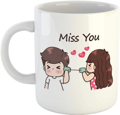 iKraft Cute Couple Printed Designs, Ideal for Office, Home & Gifting Ceramic Coffee Mug(325 ml)