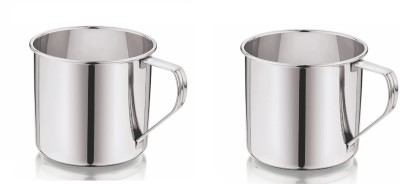 Dynore Multipurpose usage / Tea/Coffee Serving- 400 ml Silver- Set of 2 Stainless Steel Coffee Mug(400 ml, Pack of 2)