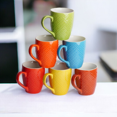 Yourowndcor Absinthe Multi-Color Coffee Set of 6 Ceramics to Gift to Best Friend Ceramic Coffee Mug(300 ml, Pack of 6)
