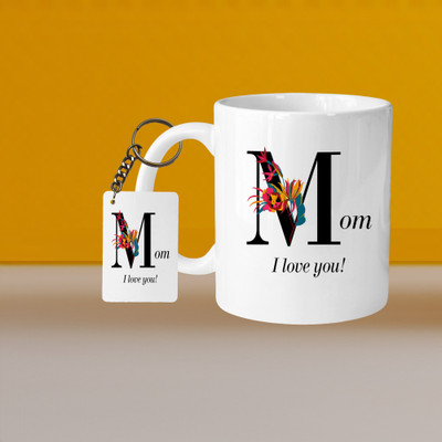 Print Ginnie 101_Perfect for Coffee and Tea - With Keychain VM Mom I Love You L R Ceramic Coffee Mug(385 ml)