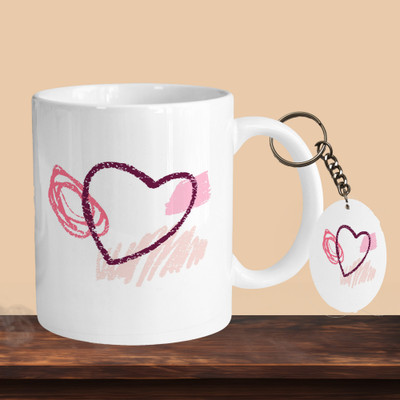 VM MALL 101_Hearts 01 R-O Ceramic Coffee Mug(330 ml, Pack of 2)
