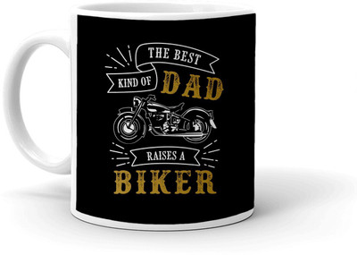 Clapcart The Best Kind of Dad Biker Printed Ceramic Coffee Mug(350 ml)