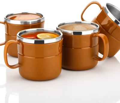 Ethnic Forest 6 Pcs Double Walled Insulated Smiley Coffee with Lid and Handle for Students Plastic Coffee Mug(300 ml)