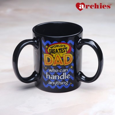 ARCHIES World's Greatest Dad Printed Unique Design 3 Handle Ceramic Coffee Mug(350 ml)