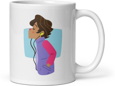 Mr UVD Boy Enjoying Music_MUGG Ceramic Coffee Mug(350 ml)