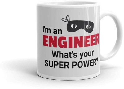 craft maniacs ENGINEERING IS MY SUPERPOWER 330 ML WHITE MUG FOR ENGINEERS Ceramic Coffee Mug(350 ml)