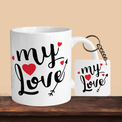 VM MALL 101_My Love R-S Ceramic Coffee Mug(330 ml, Pack of 2)