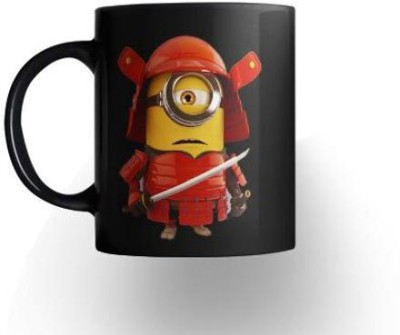 CHARMING Minions RIA88 Cartoon Printed 11 oz Black Ceramic Ceramic Coffee Mug(330 ml)